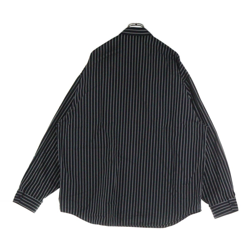 BALENCIAGA(バレンシアガ) Flatground Shirt 814598 TRM23 ドッキング ストライプ 長袖シャツ ブラック