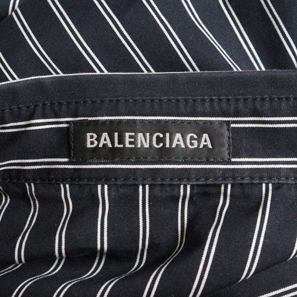 BALENCIAGA(バレンシアガ) Flatground Shirt 814598 TRM23 ドッキング ストライプ 長袖シャツ ブラック