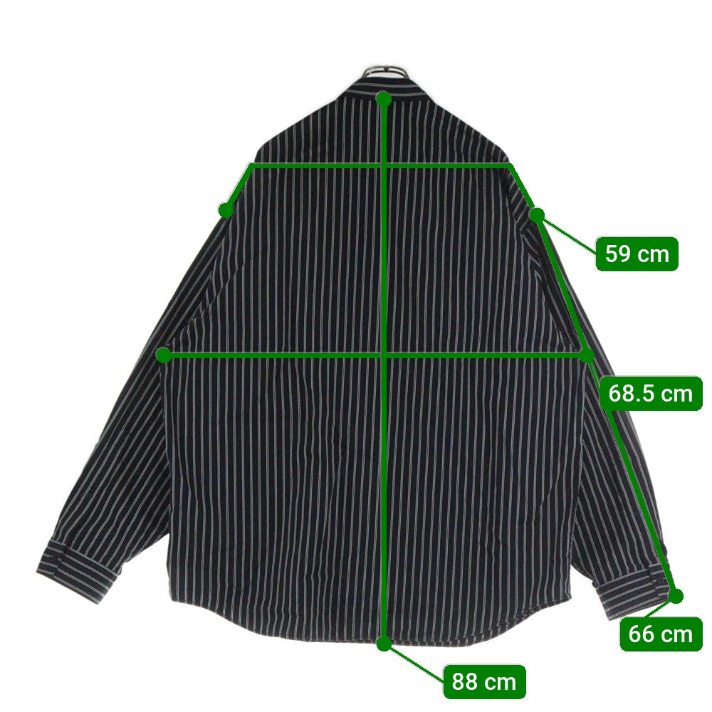 BALENCIAGA(バレンシアガ) Flatground Shirt 814598 TRM23 ドッキング ストライプ 長袖シャツ ブラック