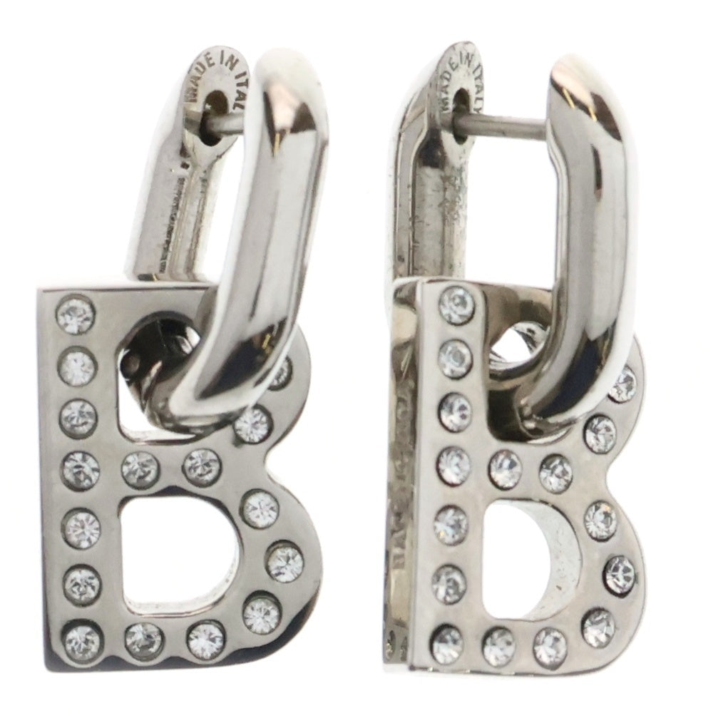 BALENCIAGA(バレンシアガ) B CHAIN Bロゴ ラインストーン ピアス シルバー 599233