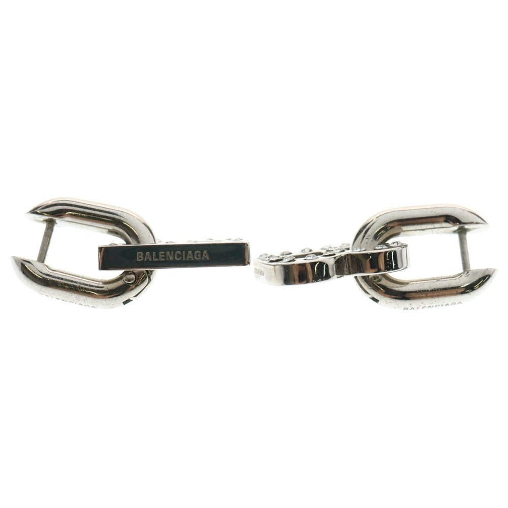 BALENCIAGA(バレンシアガ) B CHAIN Bロゴ ラインストーン ピアス シルバー 599233
