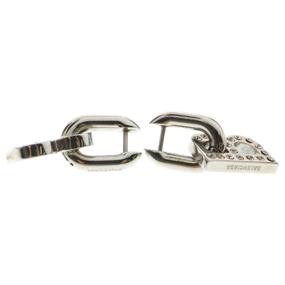 BALENCIAGA(バレンシアガ) B CHAIN Bロゴ ラインストーン ピアス シルバー 599233