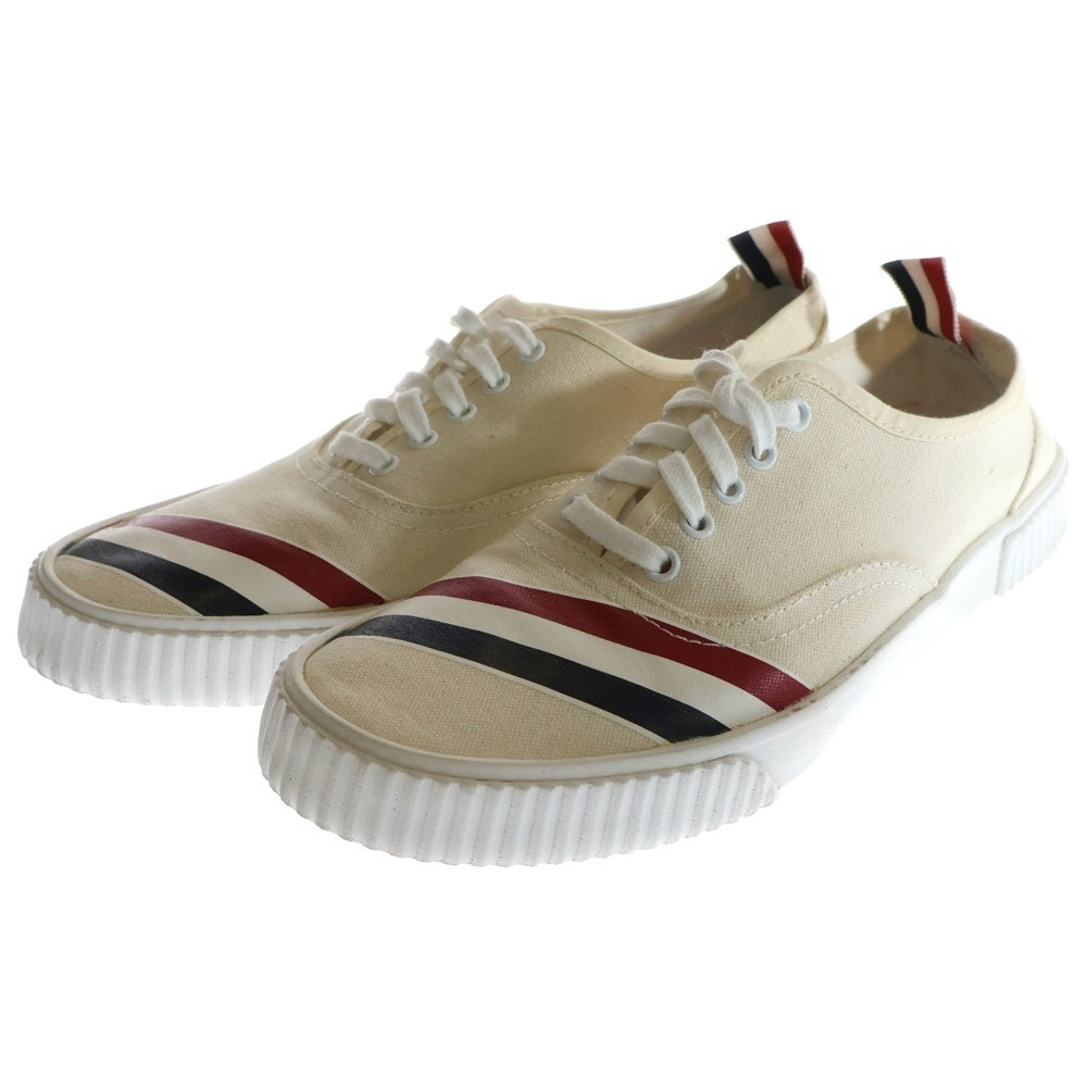 THOM BROWNE(トムブラウン) ヘリテージトレイナー キャンバスローカットスニーカー ベージュ
