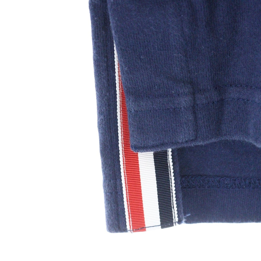 THOM BROWNE(トムブラウン) Vネック ストライプコットン半袖Tシャツ 01111C5007 ネイビー