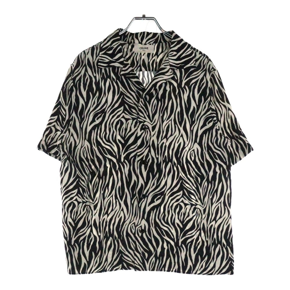 CELINE(セリーヌ) 20SS ゼブラ柄 オープンカラー半袖シャツ 2C036843H ホワイト/ブラック