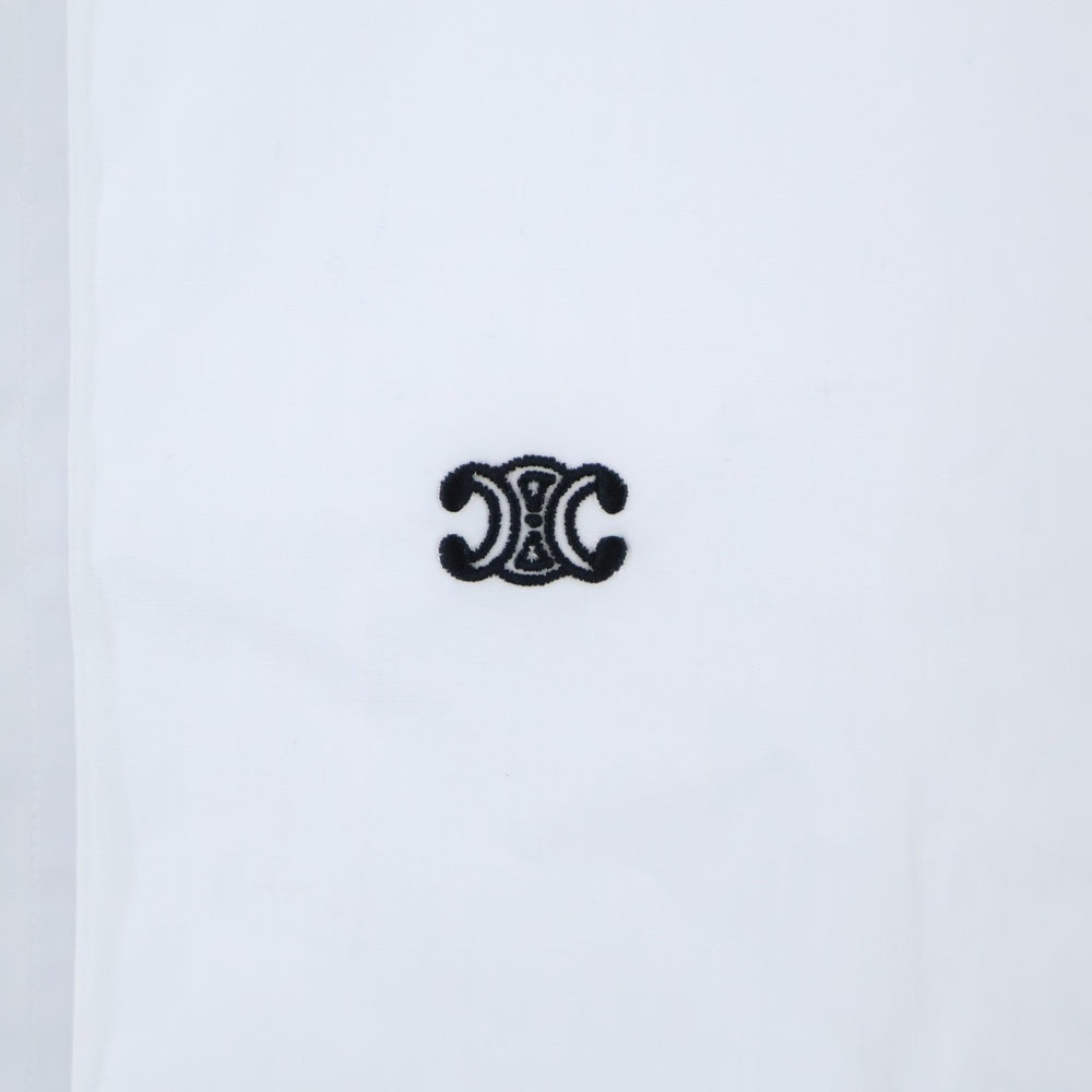 CELINE(セリーヌ) トリオンフ刺繍 インバーテッドカラールーズ長袖シャツ 2C58B091F.01BC ホワイト