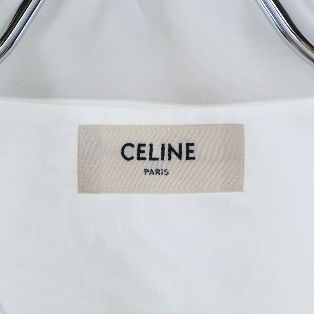 CELINE(セリーヌ) トリオンフ刺繍 インバーテッドカラールーズ長袖シャツ 2C58B091F.01BC ホワイト