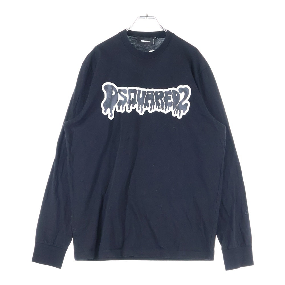 DSQUARED2(ディースクエアード) ロゴプリント 長袖Tシャツ クルーネックカットソー ブラック S74GD1295