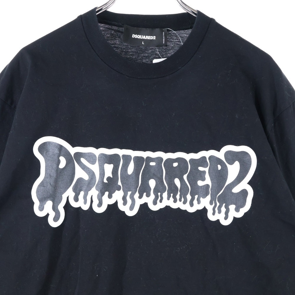 DSQUARED2(ディースクエアード) ロゴプリント 長袖Tシャツ クルーネックカットソー ブラック S74GD1295