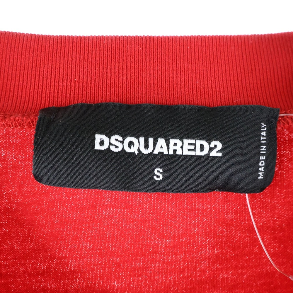 DSQUARED2(ディースクエアード) Varsity Fit Tee S74GD1218 カレッジロゴプリント 長袖Tシャツ カットソー レッド