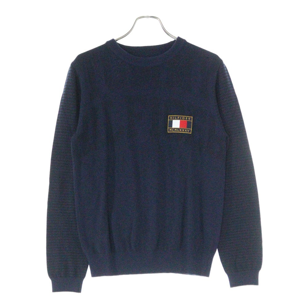 『金ちゃん』　トミーヒルフィガー ネイビー セーター LL TOMMY HILFIGER(トミーヒルフィガー) ロゴワッペン クルーネックニット