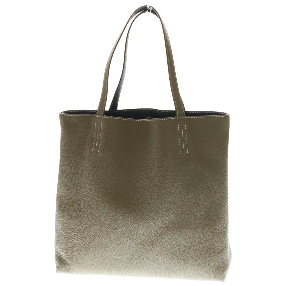 HERMES(エルメス) ドゥブルセンス45 トリヨンクレマンス リバーシブル レザートートバッグ Z刻印 ベージュ/ネイビー