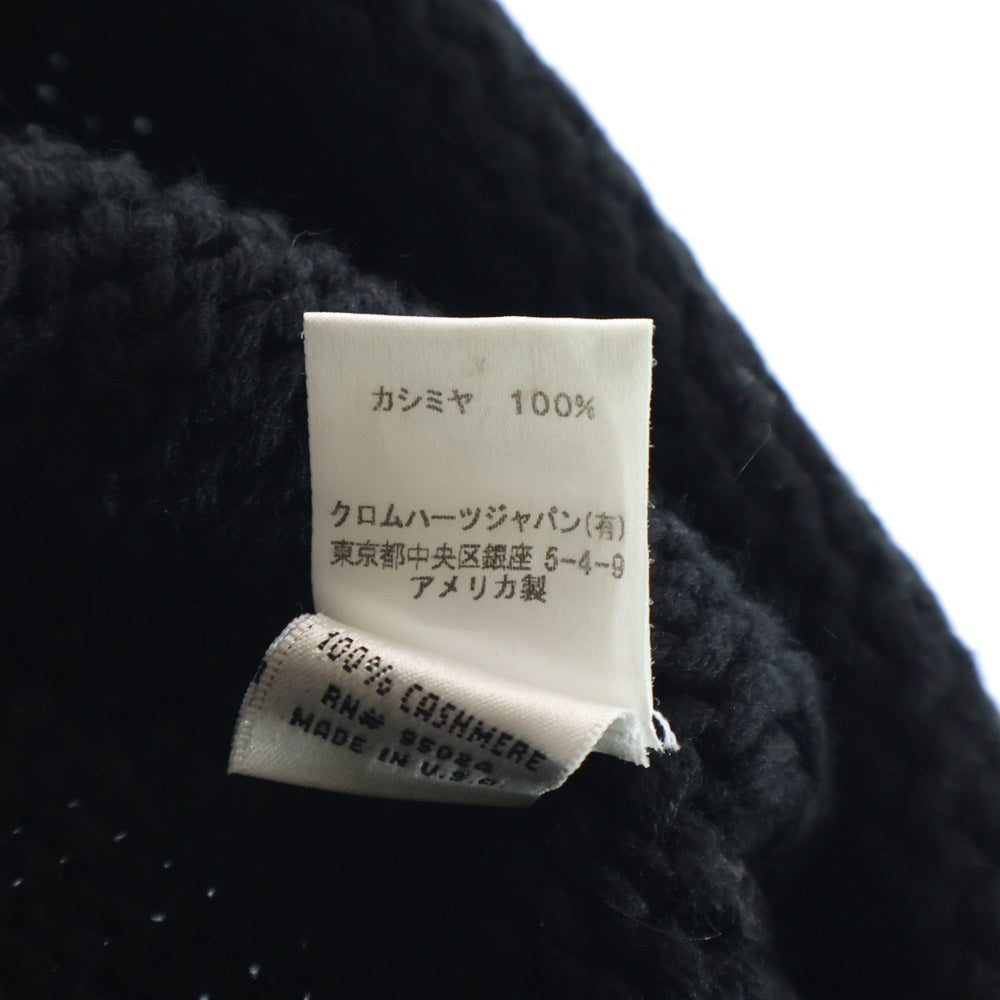 CHROME HEARTS(クロムハーツ) CASHMERE BS FLARE BEANIE カシミヤ BSフレア ビーニー レザーパッチ BSフレアボタン ニットキャップ ブラック/シルバー