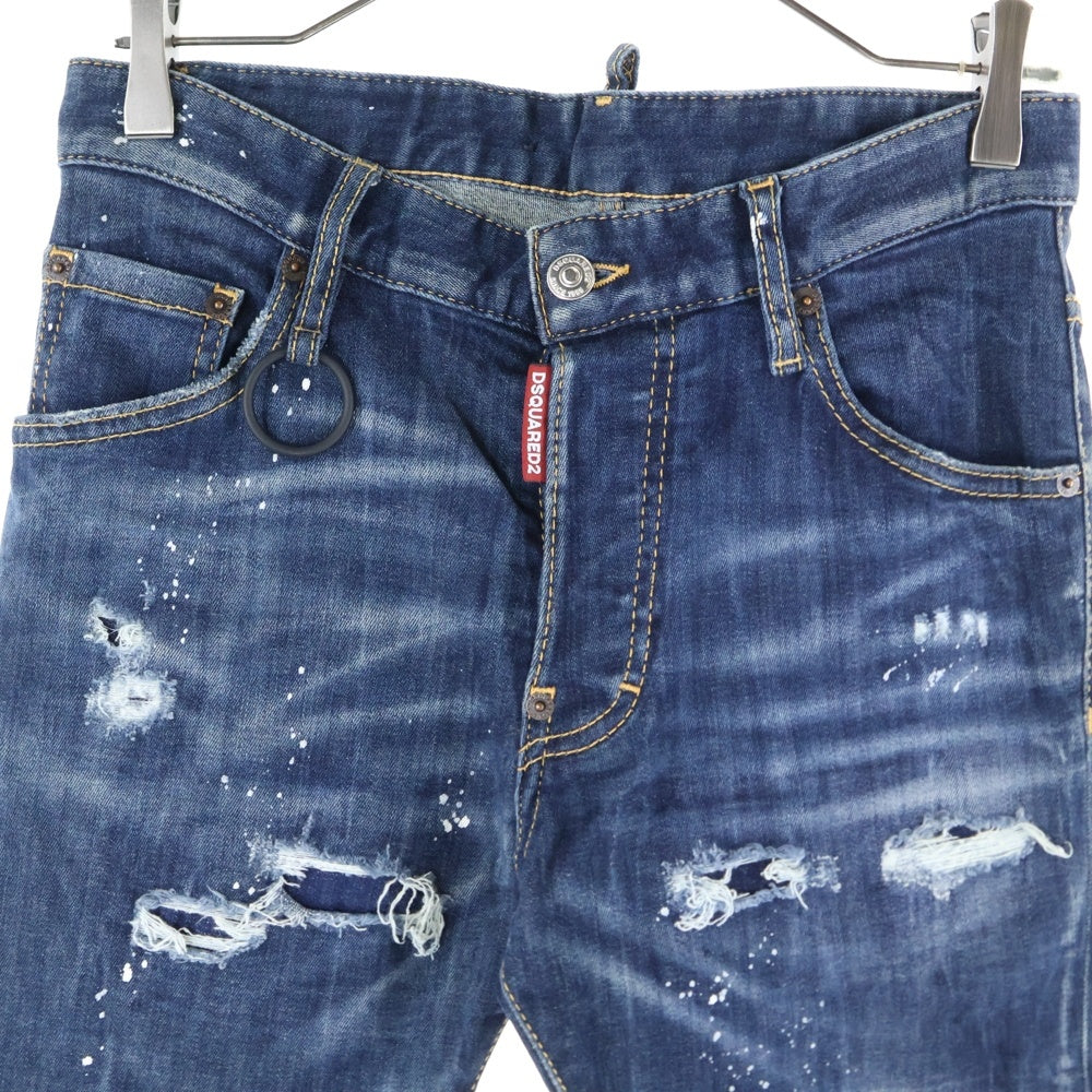 DSQUARED2(ディースクエアード) SUPER TWINKY JEAN スーパートゥインキージーンズ ダメージ加工 インディゴ S74LB0923S30708