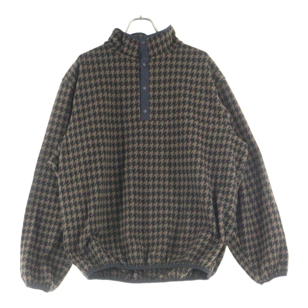everyone(エブリワン) Houndstooth Snap Pullover Fleece EV23-CS11 ハウンドトゥース ハーフボタン フリースジャケット ブラウン