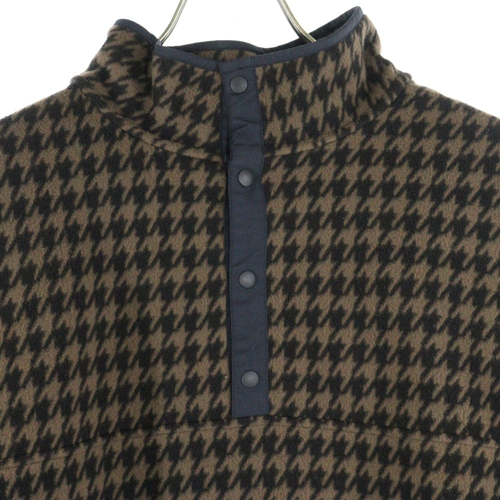 everyone(エブリワン) Houndstooth Snap Pullover Fleece EV23-CS11 ハウンドトゥース ハーフボタン フリースジャケット ブラウン