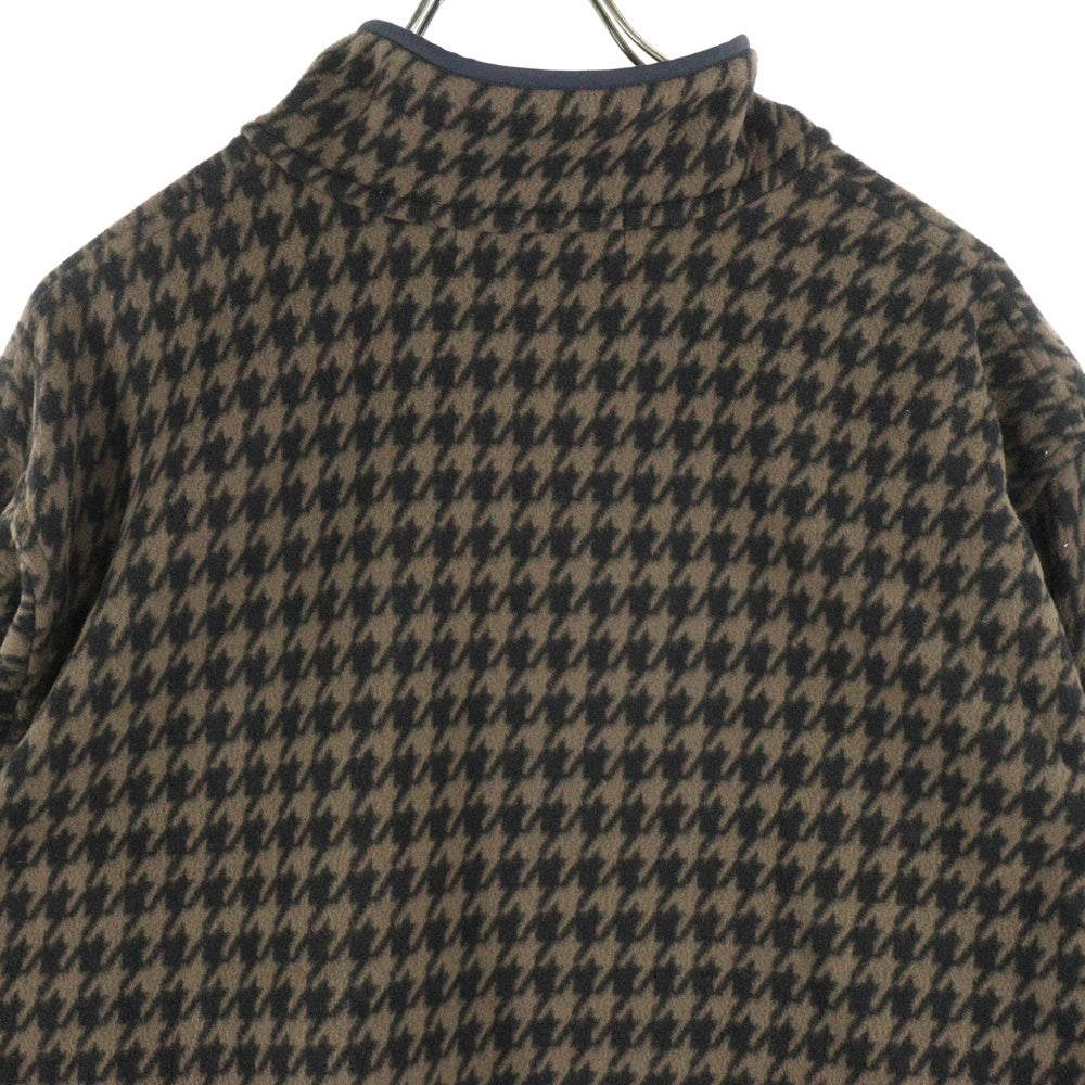 everyone(エブリワン) Houndstooth Snap Pullover Fleece EV23-CS11 ハウンドトゥース ハーフボタン フリースジャケット ブラウン