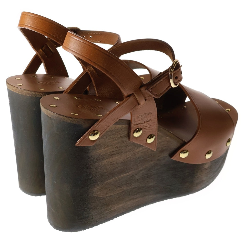 CELINE(セリーヌ) Les Bois Leather Wedge Sandal ウェッジソールサンダル ブラウン BF1119
