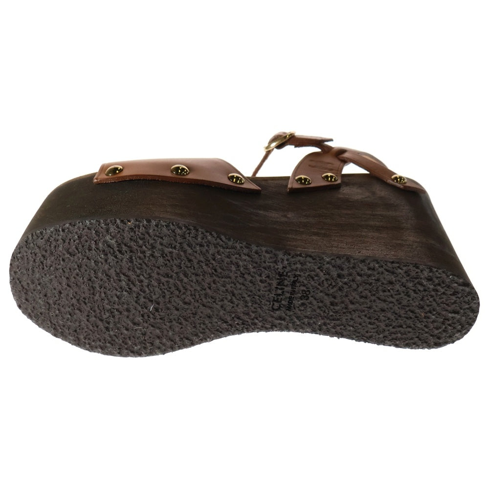CELINE(セリーヌ) Les Bois Leather Wedge Sandal ウェッジソールサンダル ブラウン BF1119