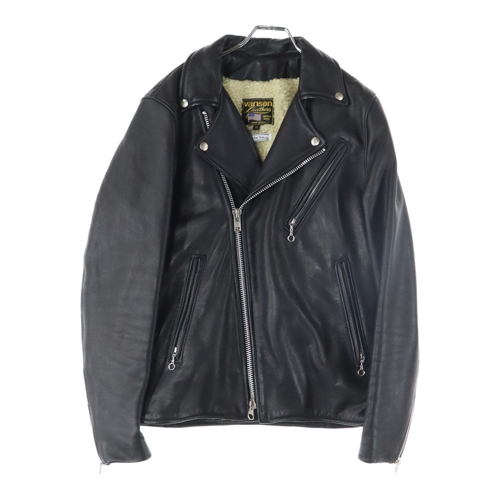 VANSON(バンソン) 16AW ×Ron Herman ロンハーマン 裏ボア レザー ダブルライダースジャケット ブラック