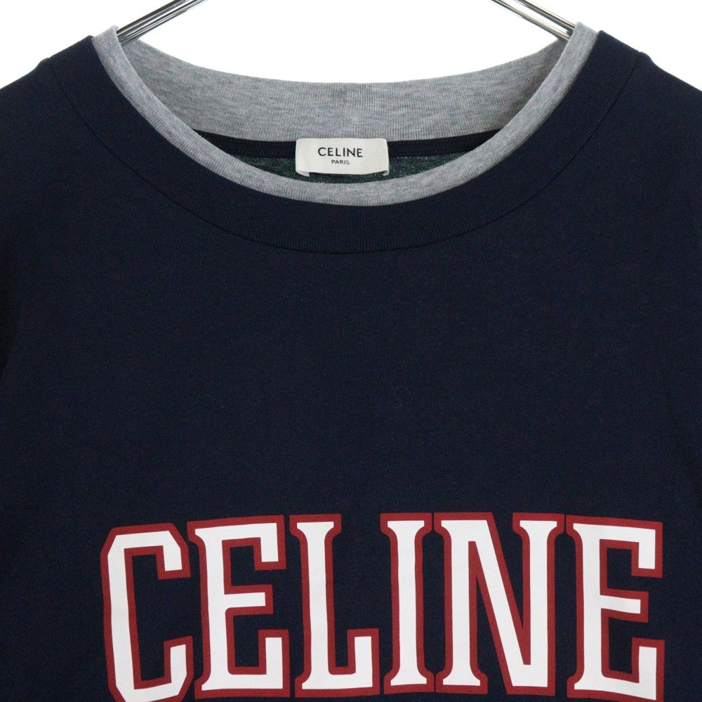 CELINE(セリーヌ) 25SS レイヤードルーズ長袖Tシャツ RX06N671Q ネイビー