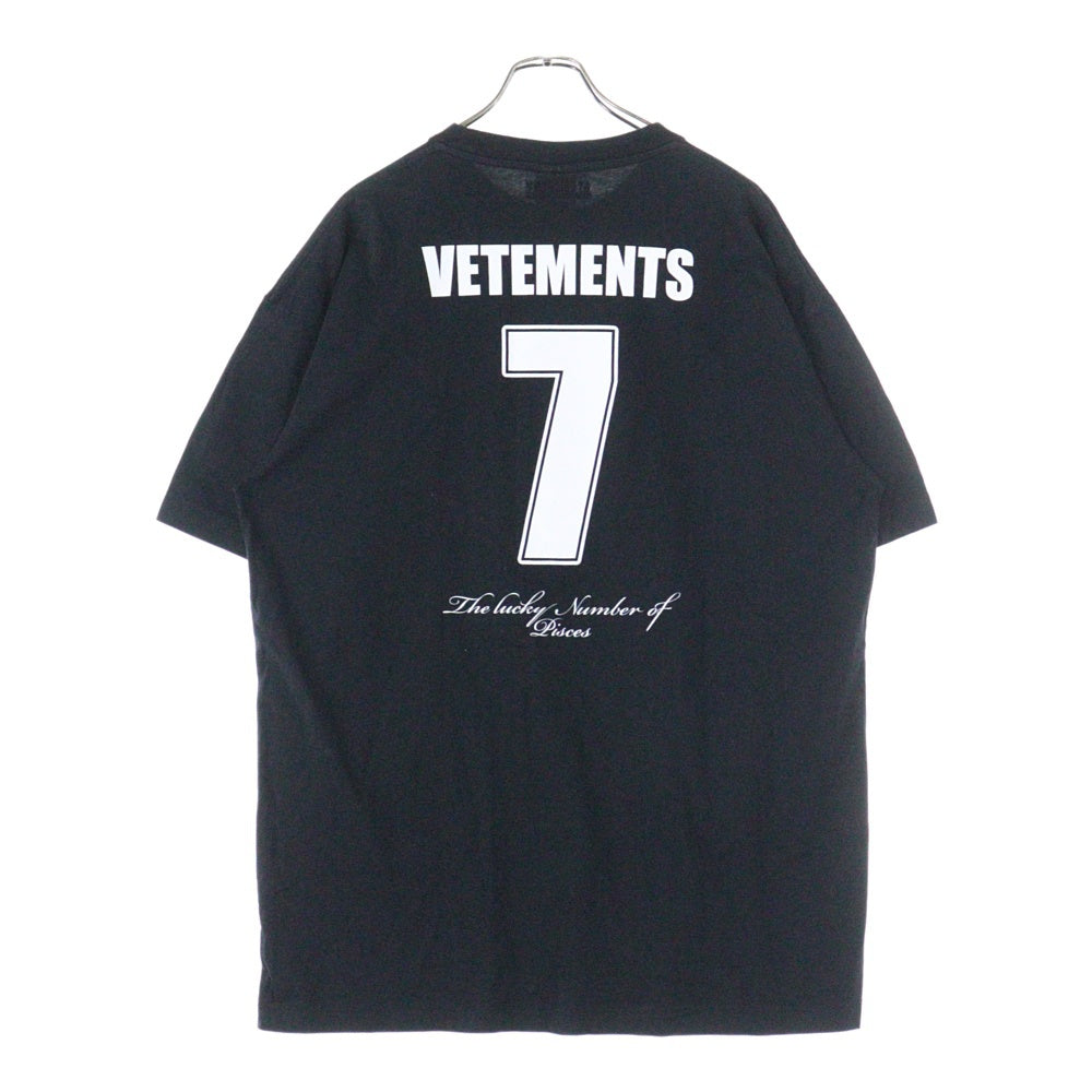 VETEMENTS(ヴェトモン) PLANET NUMBER TEE UAH20TTR901 プラネット ナンバリング 半袖Tシャツ カットソー ブラック