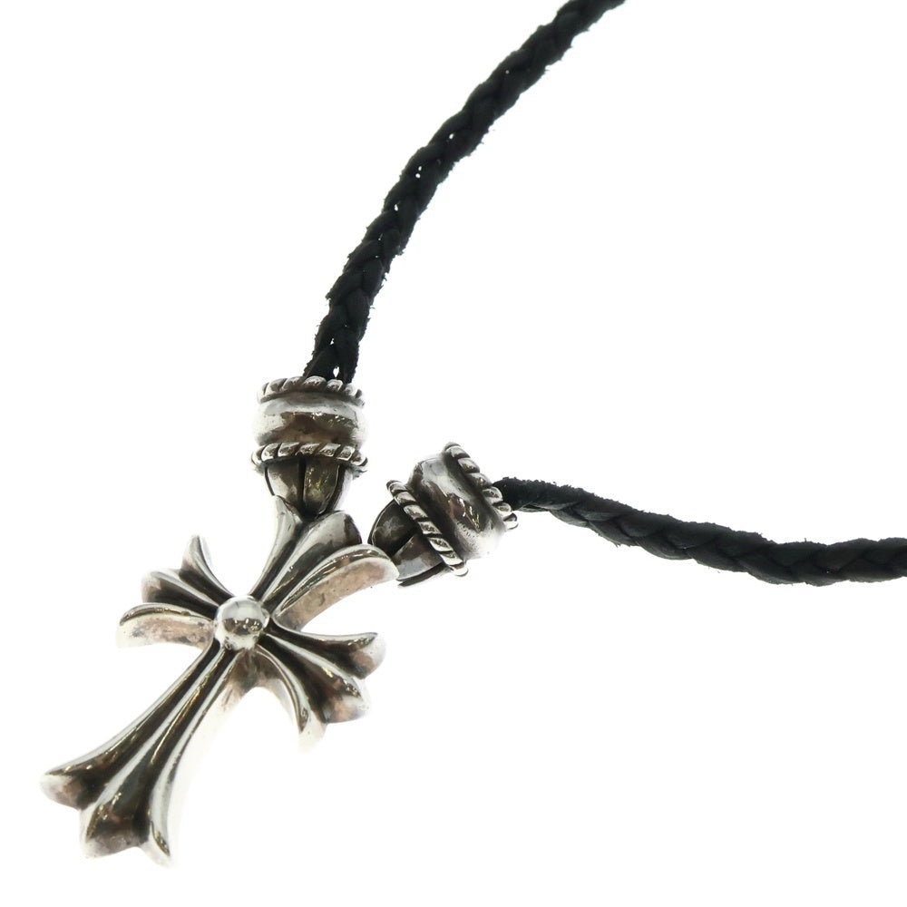 CHROME HEARTS(クロムハーツ) CH CRS SML CL スモールCHクロス クリンプト レザーブレイド ネックレス シルバー/ブラック BCA217