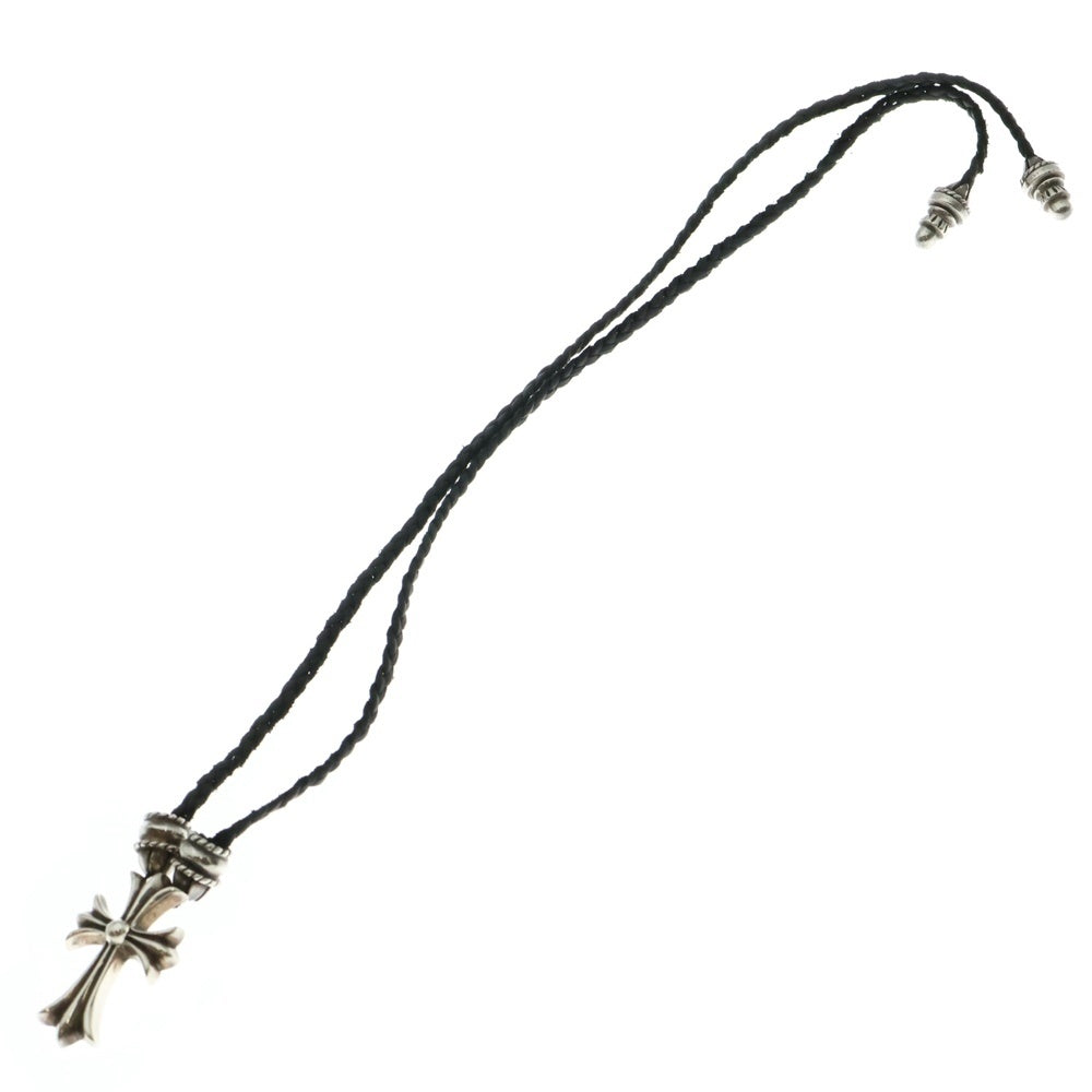 CHROME HEARTS(クロムハーツ) CH CRS SML CL スモールCHクロス クリンプト レザーブレイド ネックレス シルバー/ブラック BCA217