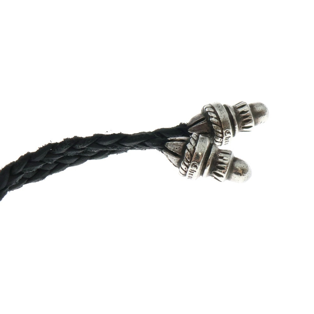 CHROME HEARTS(クロムハーツ) CH CRS SML CL スモールCHクロス クリンプト レザーブレイド ネックレス シルバー/ブラック BCA217