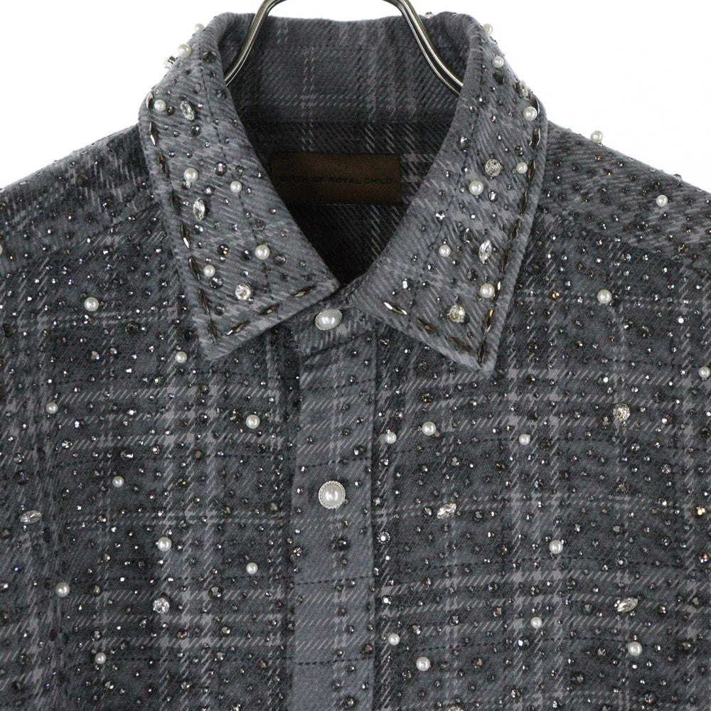 BIRTH OF ROYAL CHILD(バースオブロイヤルチャイルド) Pearl And Diamond Shirt 2511-15015-0020003 パールアンドダイヤモンド装飾長袖シャツ ブラック