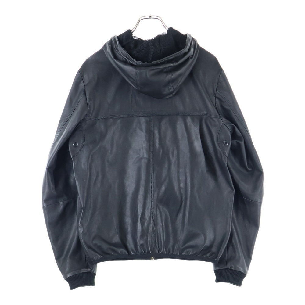 DIESEL(ディーゼル) ×SILENCE NOISE サイレンスノイズ シープスキン レザー ジップアップパーカー フーディ ジャケット ブラック