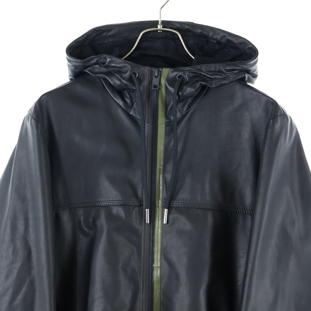 DIESEL(ディーゼル) ×SILENCE NOISE サイレンスノイズ シープスキン レザー ジップアップパーカー フーディ ジャケット ブラック