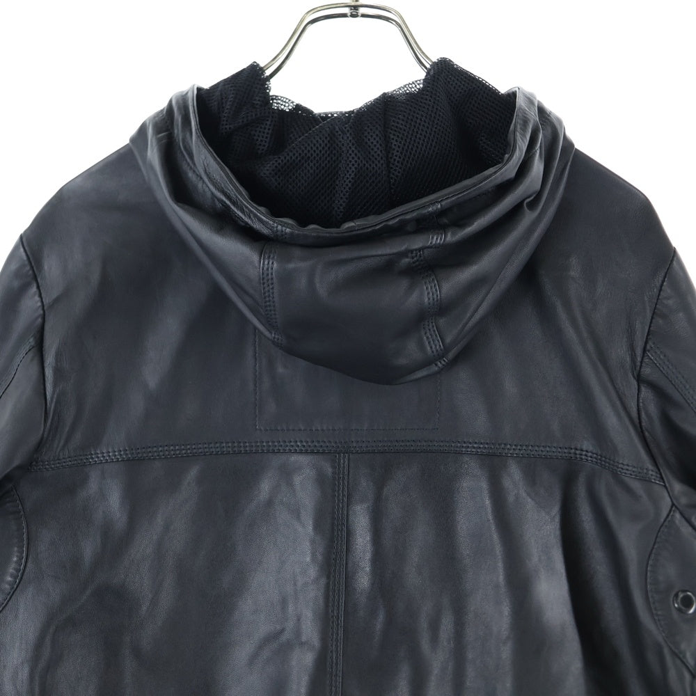 DIESEL(ディーゼル) ×SILENCE NOISE サイレンスノイズ シープスキン レザー ジップアップパーカー フーディ ジャケット ブラック