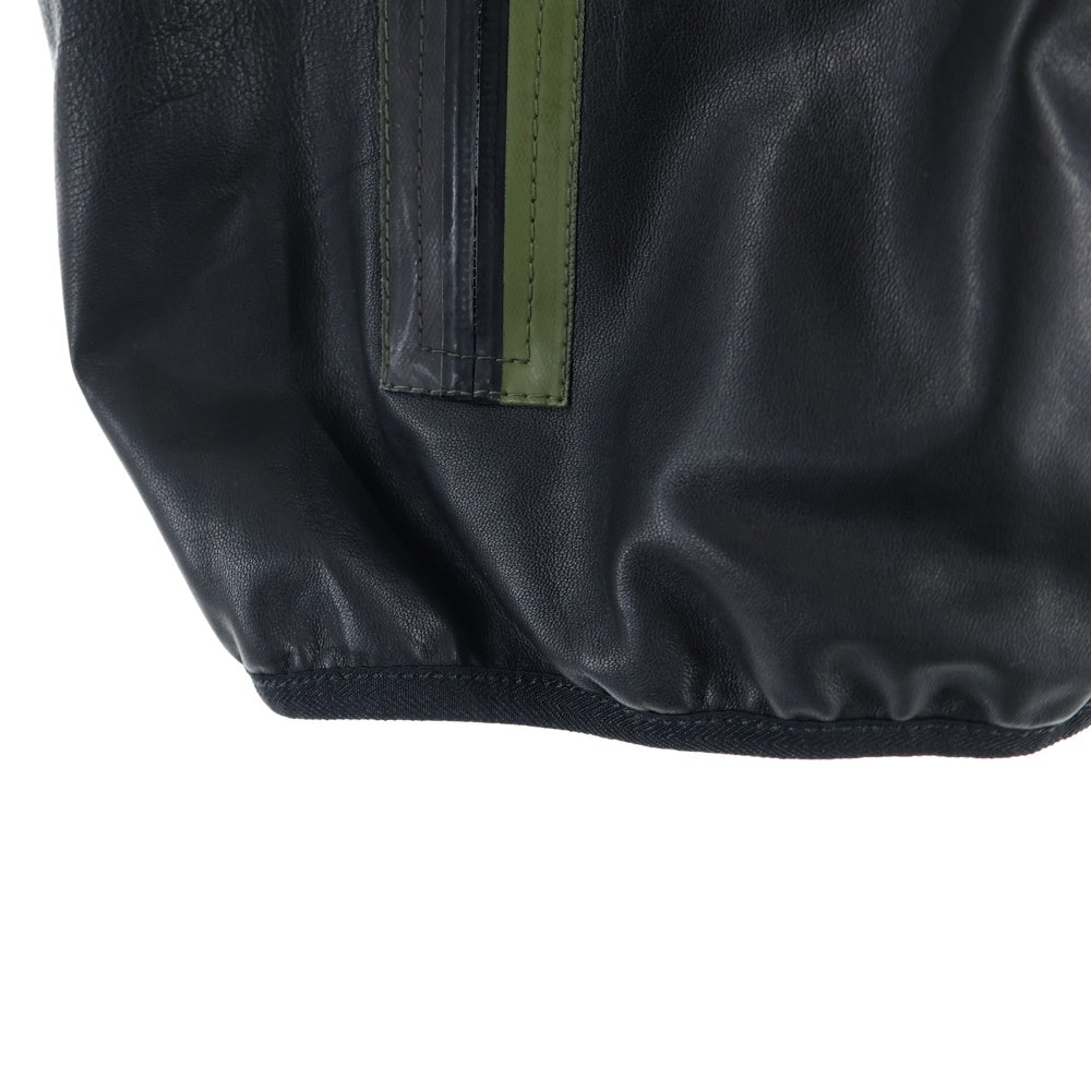 DIESEL(ディーゼル) ×SILENCE NOISE サイレンスノイズ シープスキン レザー ジップアップパーカー フーディ ジャケット ブラック