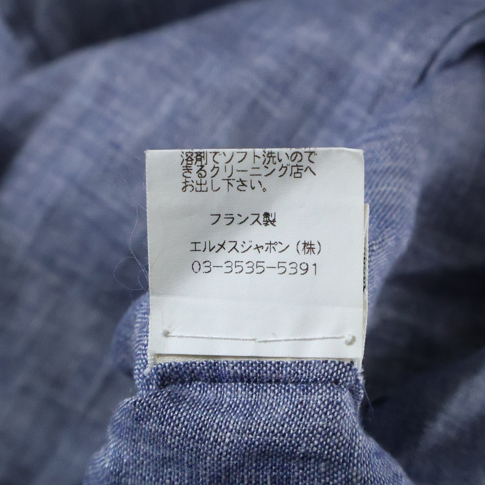 HERMES(エルメス) 襟付き プルオーバー 長袖シャツ ネイビー