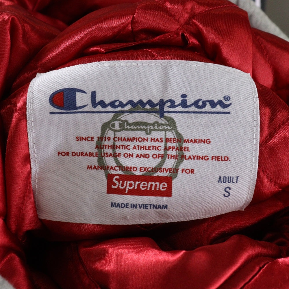 SUPREME(シュプリーム) 18AW ×Champion Hooded Satin Varsity Jacket ×チャンピオン フーデッド サテン バーシティジャケット フード付きジャケット レッド