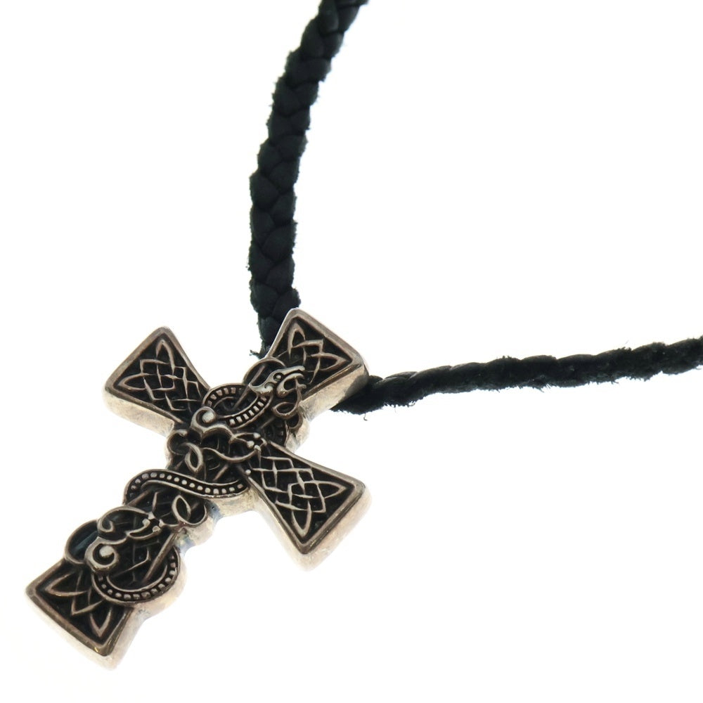 CHROME HEARTS(クロムハーツ) CELTIC CROSS XS ケルティッククロス LEATHER BRAID スクロールレザーブレード シルバー