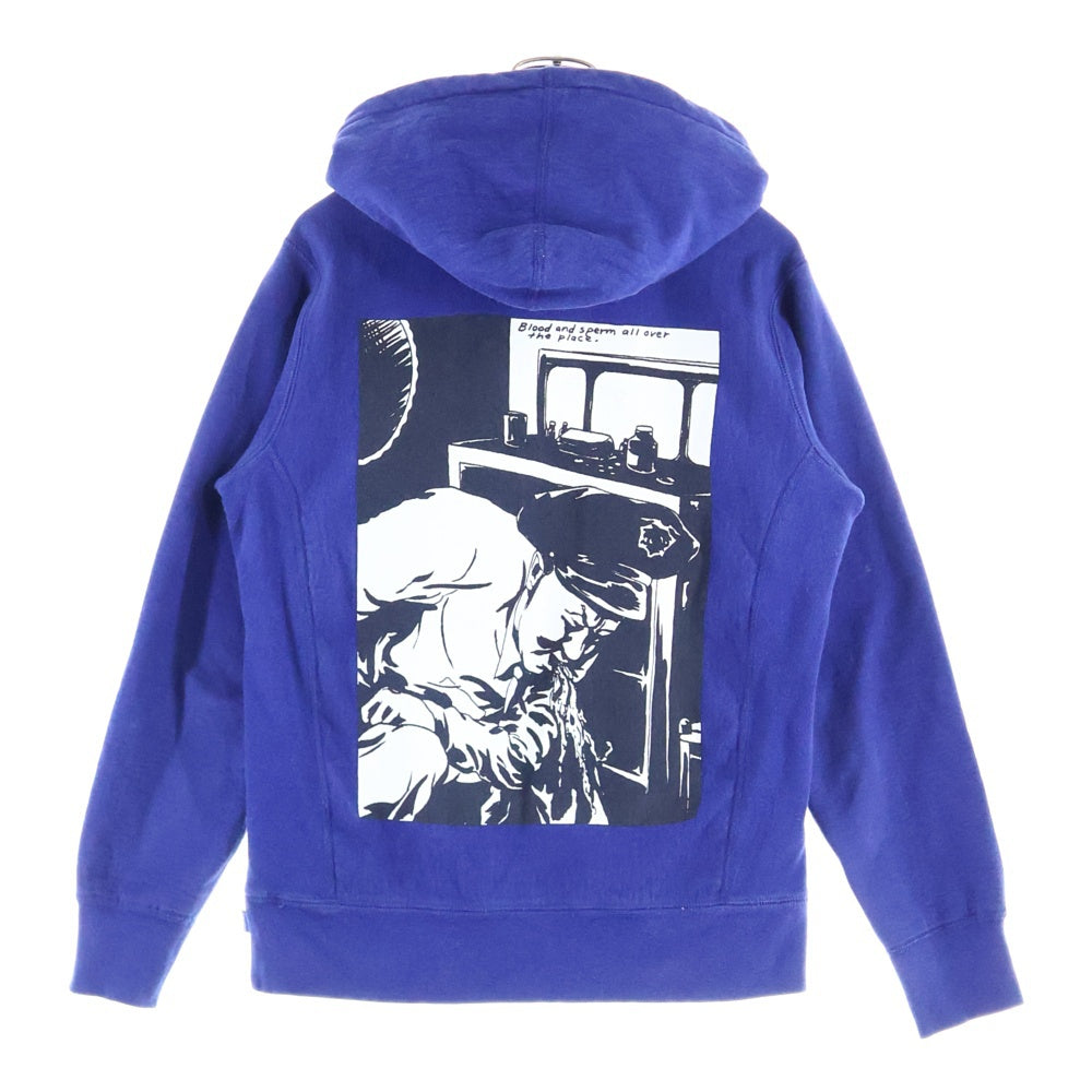 SUPREME(シュプリーム) 14AW ×RAYMOND PETTIBON Blood and Sperm Hoodie レイモンド ペティボン ブラッド アンド スパーム ロゴプリント プルオーバー スウェットパーカー ブルー