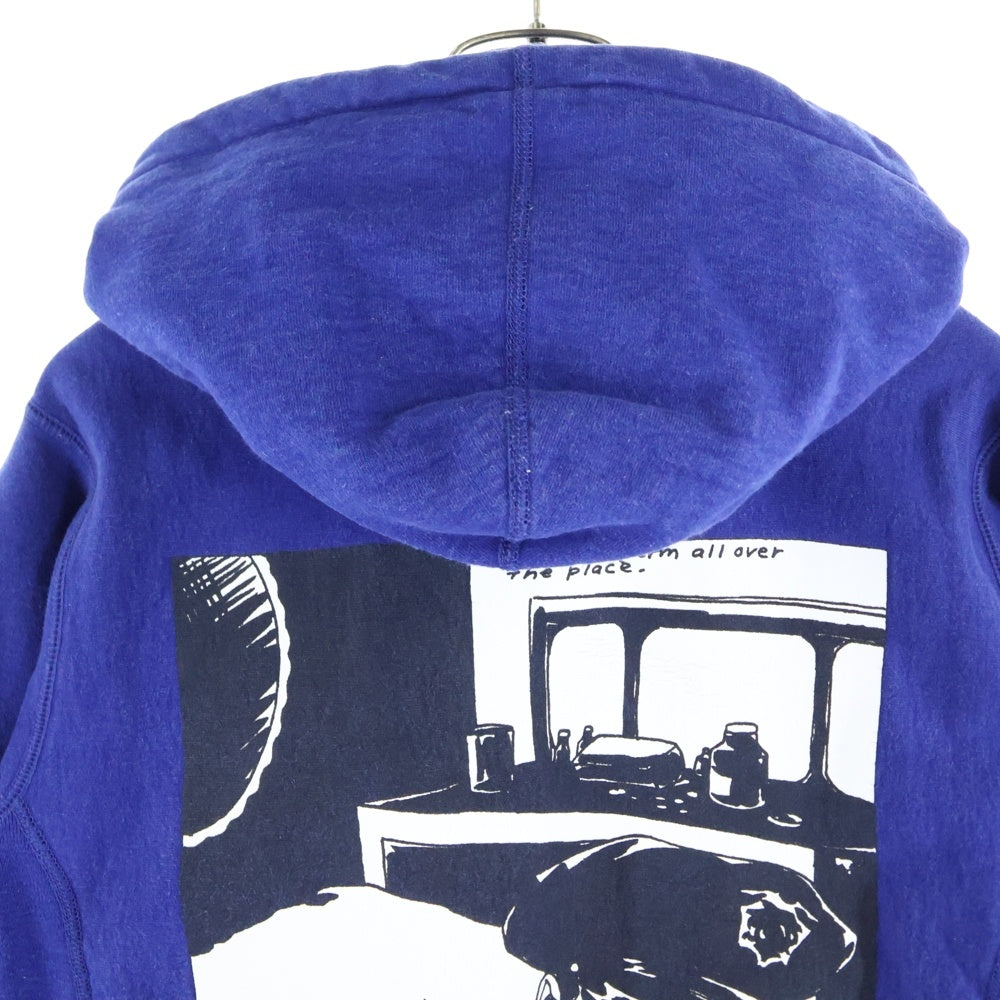SUPREME(シュプリーム) 14AW ×RAYMOND PETTIBON Blood and Sperm Hoodie レイモンド ペティボン ブラッド アンド スパーム ロゴプリント プルオーバー スウェットパーカー ブルー