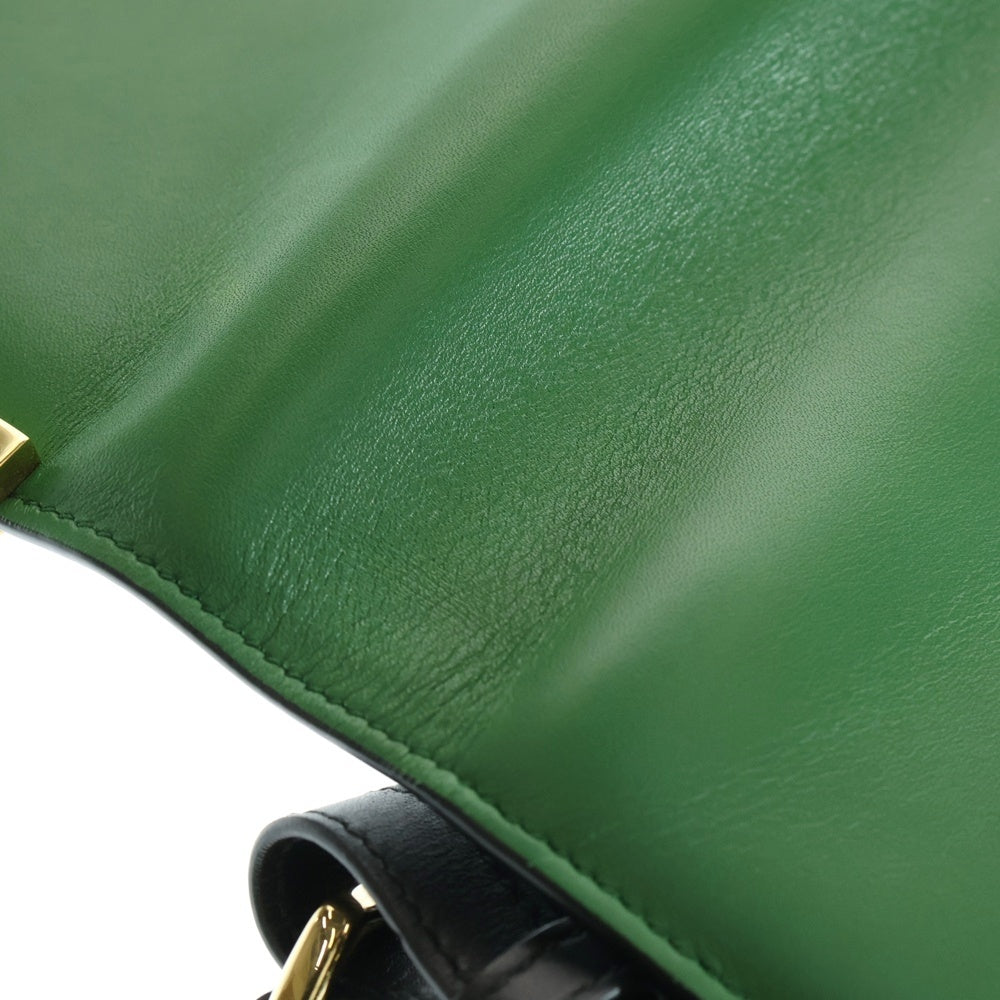 Salvatore Ferragamo(サルヴァトーレ フェラガモ) レザー ショルダーバッグ レディース グリーン/ホワイト DY-21 F659