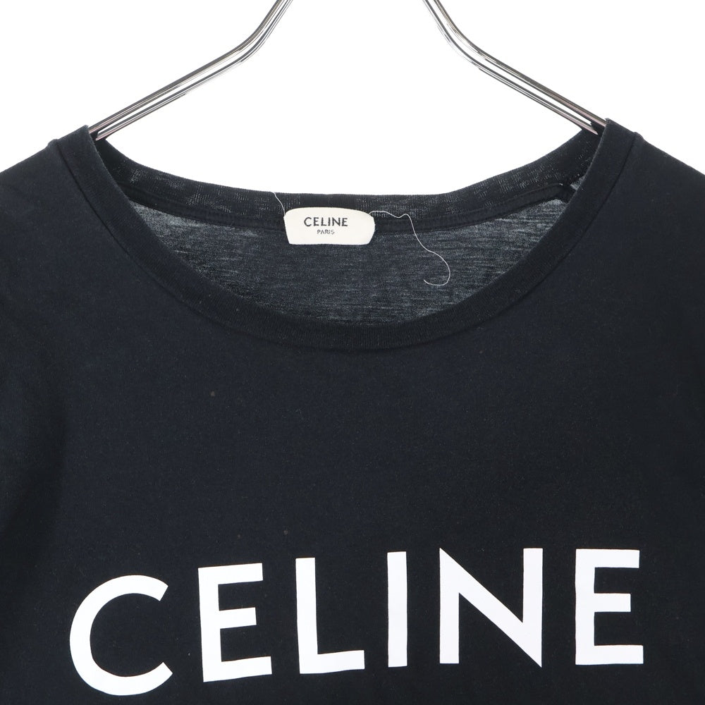 CELINE(セリーヌ) フロント ロゴプリント クルーネック半袖Tシャツ ブラック X008370E