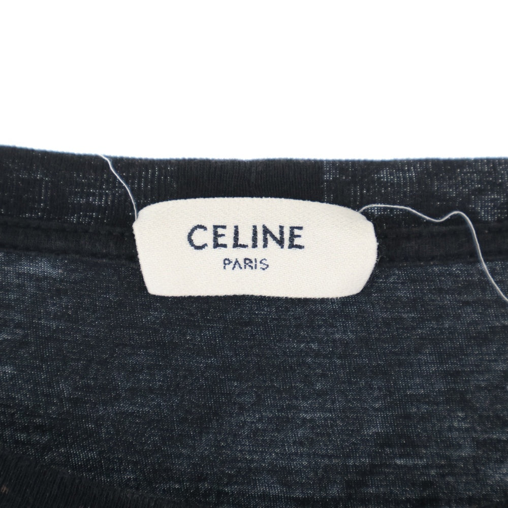 CELINE(セリーヌ) フロント ロゴプリント クルーネック半袖Tシャツ ブラック X008370E