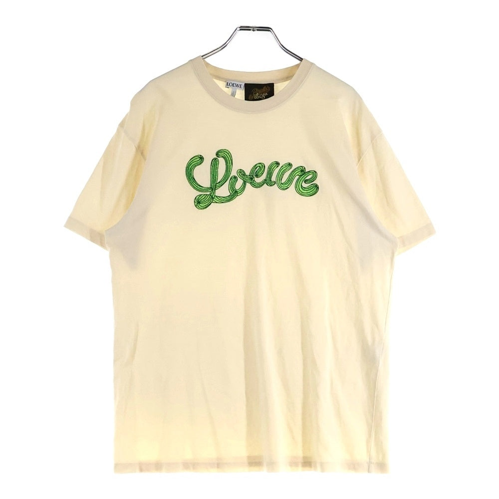LOEWE(ロエベ) 22SS Cactus Logo Embroidery Tee パウラズイビザ ロゴ刺繍ショートスリーブカットソー 半袖Tシャツ ベージュ S616Y22J02