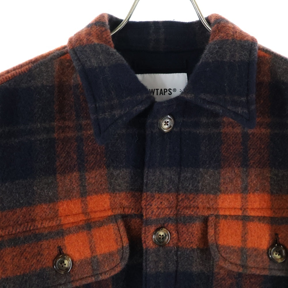 WTAPS(ダブルタップス) 24AW JACKET WOPL. MOSSER. TEXTILE ウールチェックシャツ ブラウン 242WVDT-JKM04