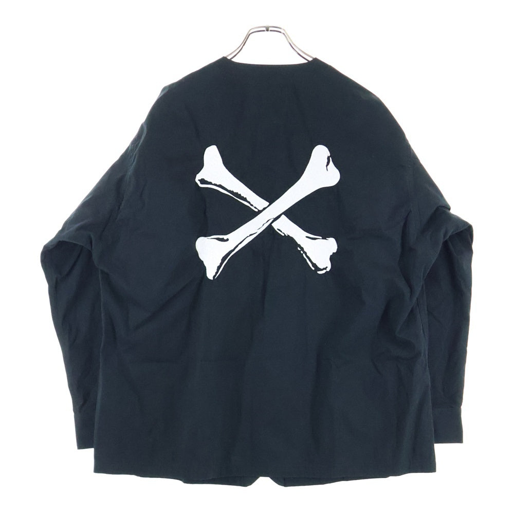 WTAPS(ダブルタップス) 22SS SCOUT LS NYCo TUSSAH バッククロス刺繍ノーカラージャケット ブラック 221WVDT-SHM04