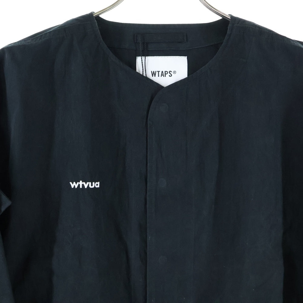WTAPS(ダブルタップス) 22SS SCOUT LS NYCo TUSSAH バッククロス刺繍ノーカラージャケット ブラック 221WVDT-SHM04
