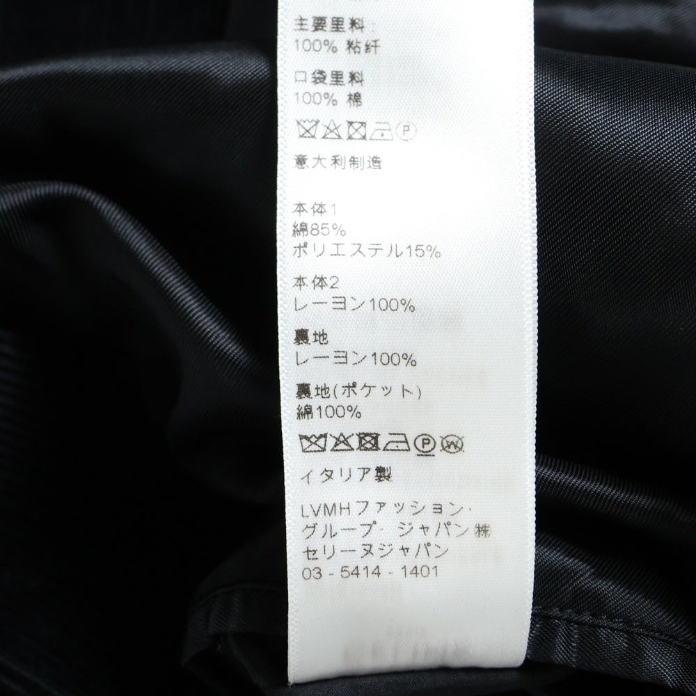 CELINE(セリーヌ) 19AW Teddy Jacket in Corduroy 2V191824D サテン切替 コーデュロイ テディジャケット ブルゾン スタジアムジャケット スタジャン ブラック