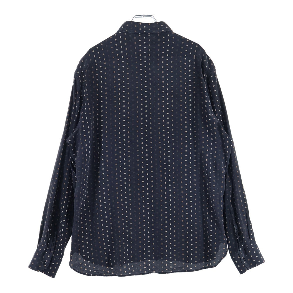 SAINT LAURENT PARIS(サンローランパリ) Polka Dot Print Shirt 646850 Y2G41 ドット柄シルク長袖シャツ ブラック
