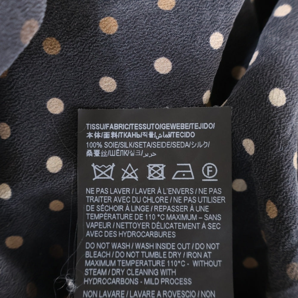 SAINT LAURENT PARIS(サンローランパリ) Polka Dot Print Shirt 646850 Y2G41 ドット柄シルク長袖シャツ ブラック