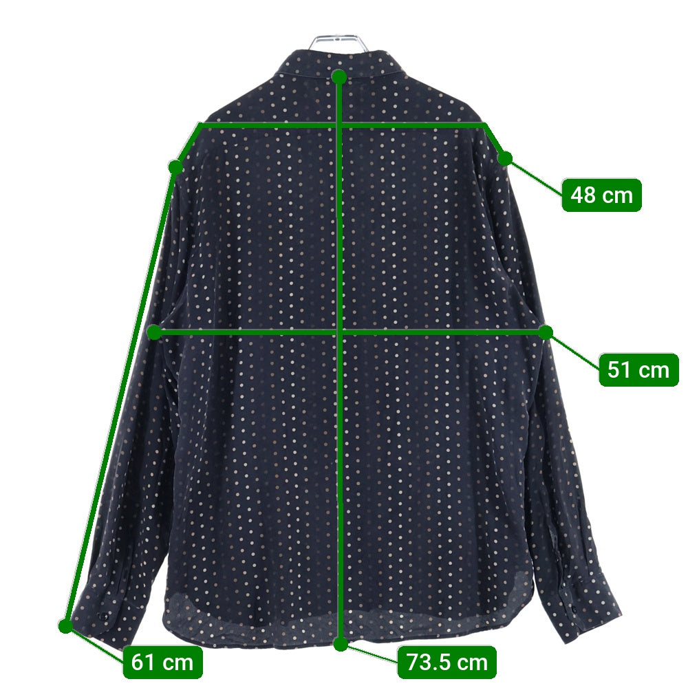 SAINT LAURENT PARIS(サンローランパリ) Polka Dot Print Shirt 646850 Y2G41 ドット柄シルク長袖シャツ ブラック